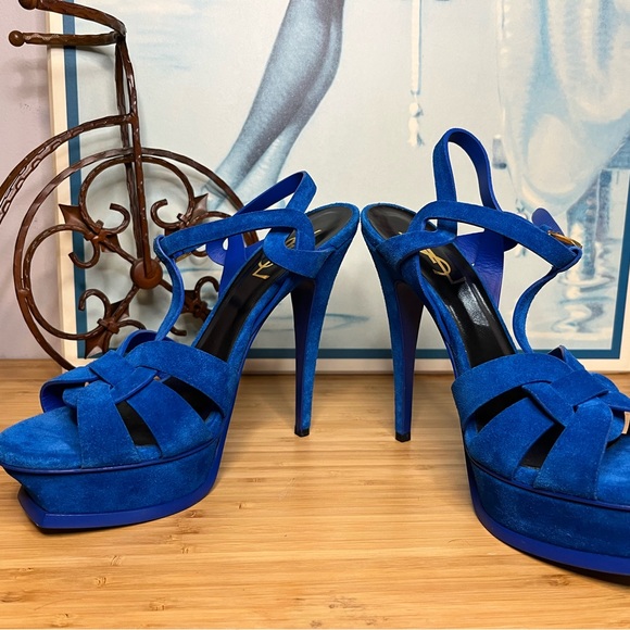 Authentic blue suede YSL Tribute stiletto - Picture 4 of 9